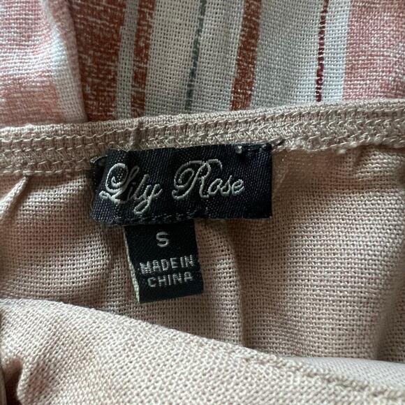 Lily Rose Woman's Tan Striped V Neckline Romper Outfit- Size S - Picture 4 of 12